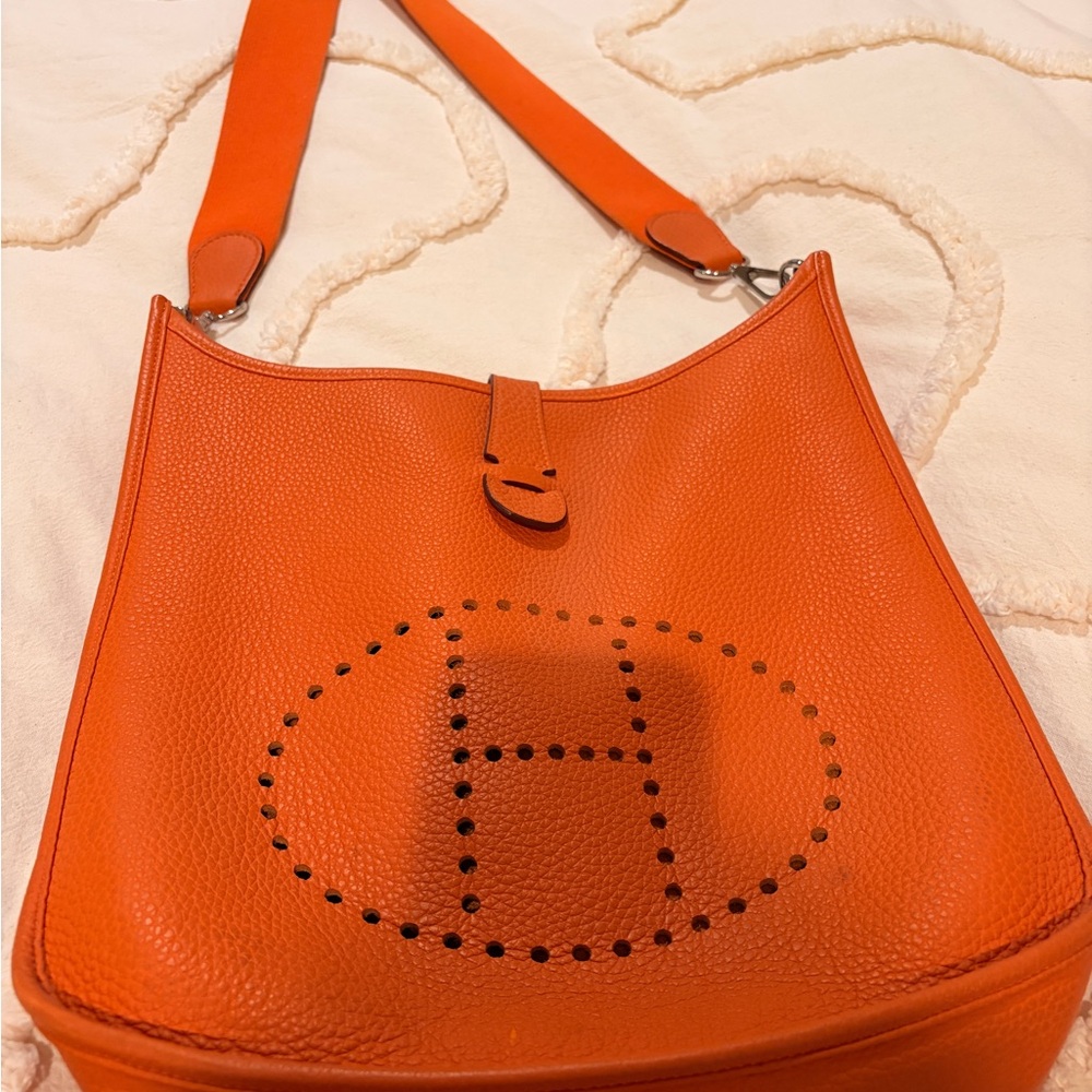 Hermes Vibrant Orange Leather Shoulder Bag